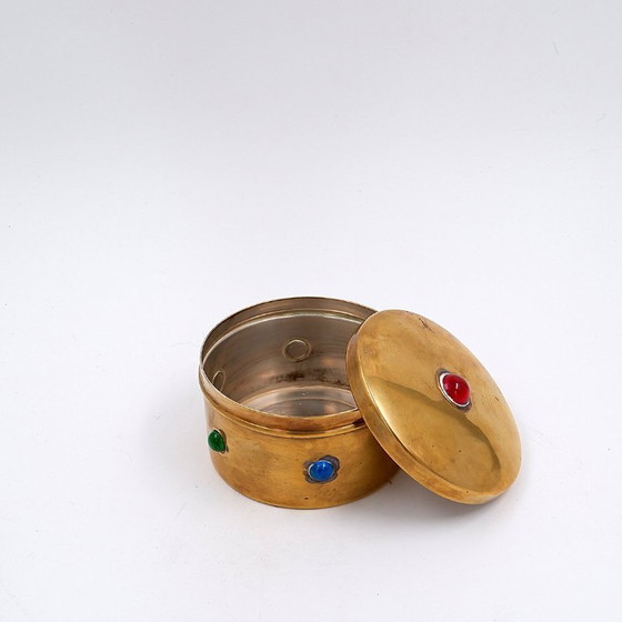 Image 1 of Portagioie/scatola portaoggetti in metallo vintage con coperchio