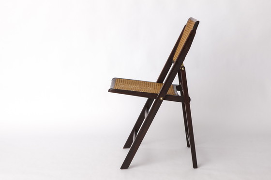 Image 1 of Vintage Teak Folding Chair with Original Cane Seat – 1970s German Design