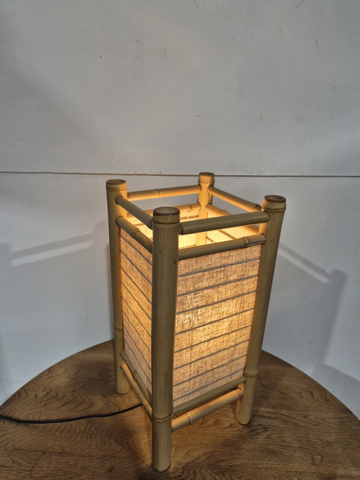 Lampe de table Tarogo vintage de style Japandi en bambou – tafellampen, Bamboo, Canvas (photo 2 of 6)