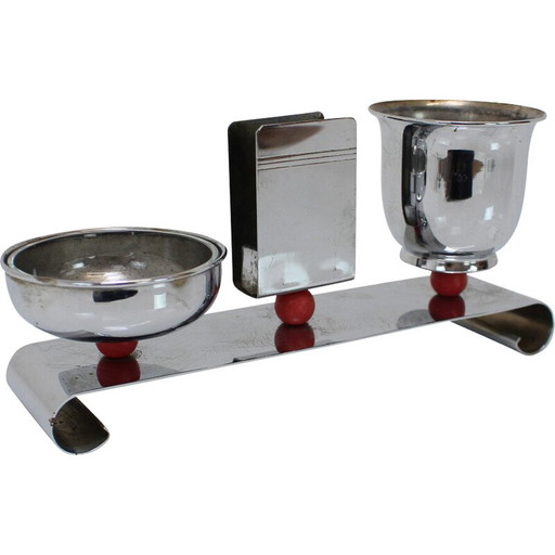Vintage Art Deco chromen rookset, Tsjecho-Slowakije 1930