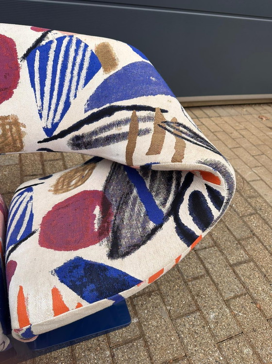 Image 1 of Artifort Ribbon chair by Pierre Paulin in fabric by Pierre Frey: La Toile du Peintre. In mint condition!! Condition: 10/10!