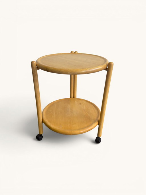 Runder Vintage-Trolley auf Rollen von Jens Quistgaard, 1970er Jahre – serveerwagens, Wood