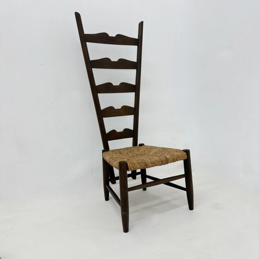 Chaise échelle de cheminée Gio Ponti en noyer pour case e Giardino Italy, années 1930