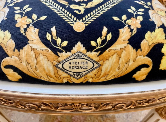 Originele Gianni Versace Home fauteuilset: 2 stoelen + design bijzettafel – Cotton, Wood (photo 15 of 15)