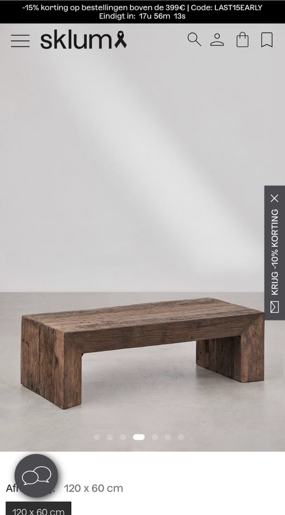 Mesa de centro rectangular 120 x 60 cm de madera de Juvira, sklum, Mesas de centro, Marrón (foto 3 de 6)