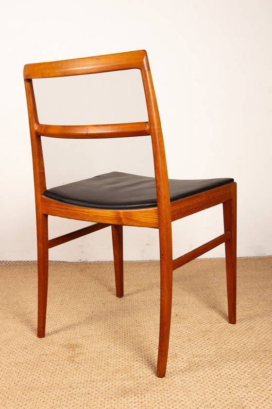 Image 1 of Set van 4 Deense stoelen van teakhout en leer, model 430, van Arne Vodder voor Sibast, 1960.
