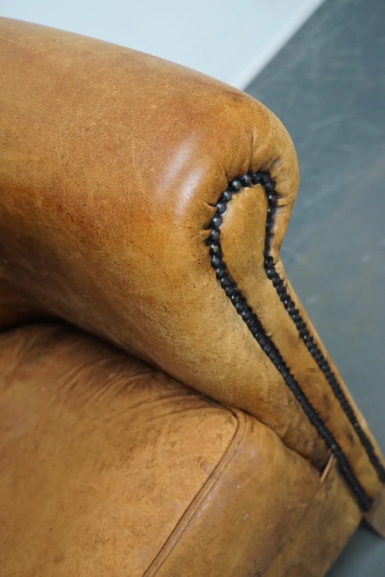 Image 1 of Poltrona vintage da club olandese in pelle color cognac