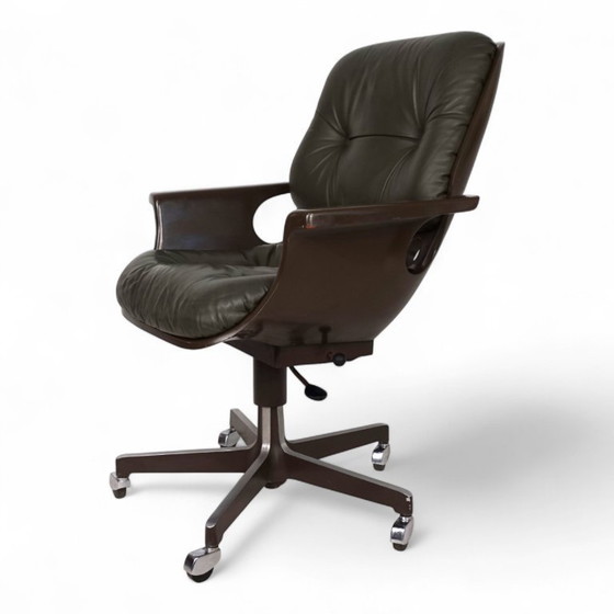 Image 1 of Stoll Giroflex 7112 Space Age leather office chair by Martin Stoll, 1970