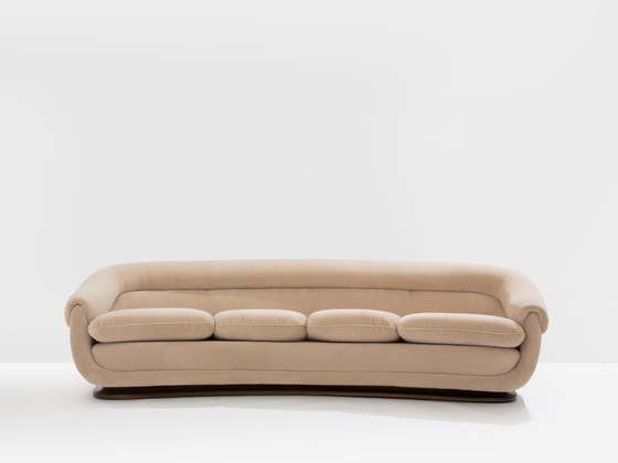 Image 1 of Isa Bergamo large Art Deco walnut mohair velvet sofa 1940s