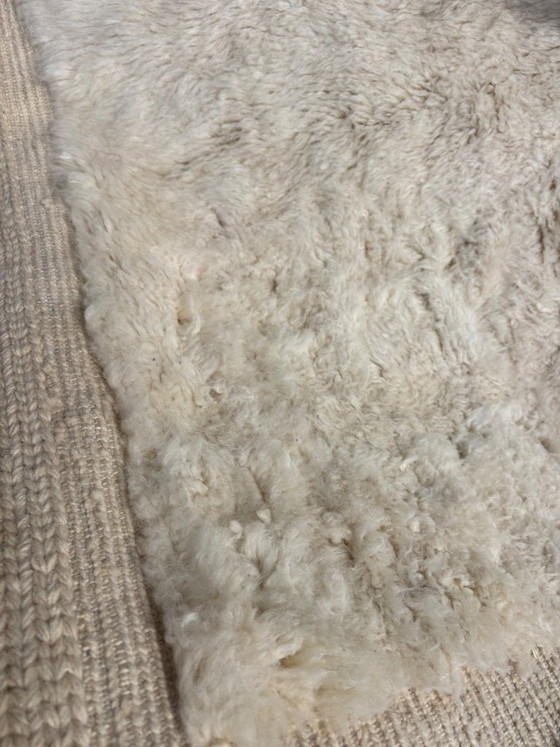 Image 1 of  Moroccan Rug Beni Ouarain Rug Made to Order Handmade Wool Rug Ivory White Shaggy Berber Rug Minimalist Boho Living Room Rug
