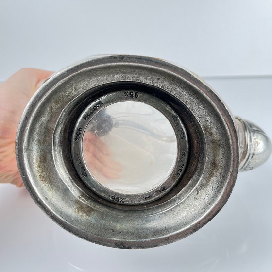 Image 1 of Calice a forma di gallo zoomorfo in vetro e peltro, stile Art Déco, 1930-1950 ca.