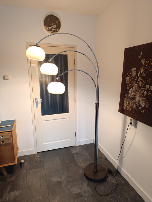 Lampe champignon des années 70 unique avec tige chromée 210CM de haut