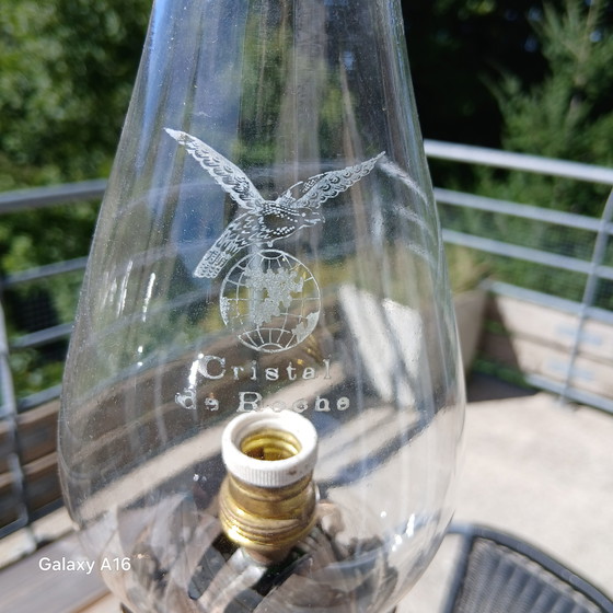 Image 1 of Grande lampada ad olio Baccarat ? Cristal Bronze Et Regule 77cm XIX Ème