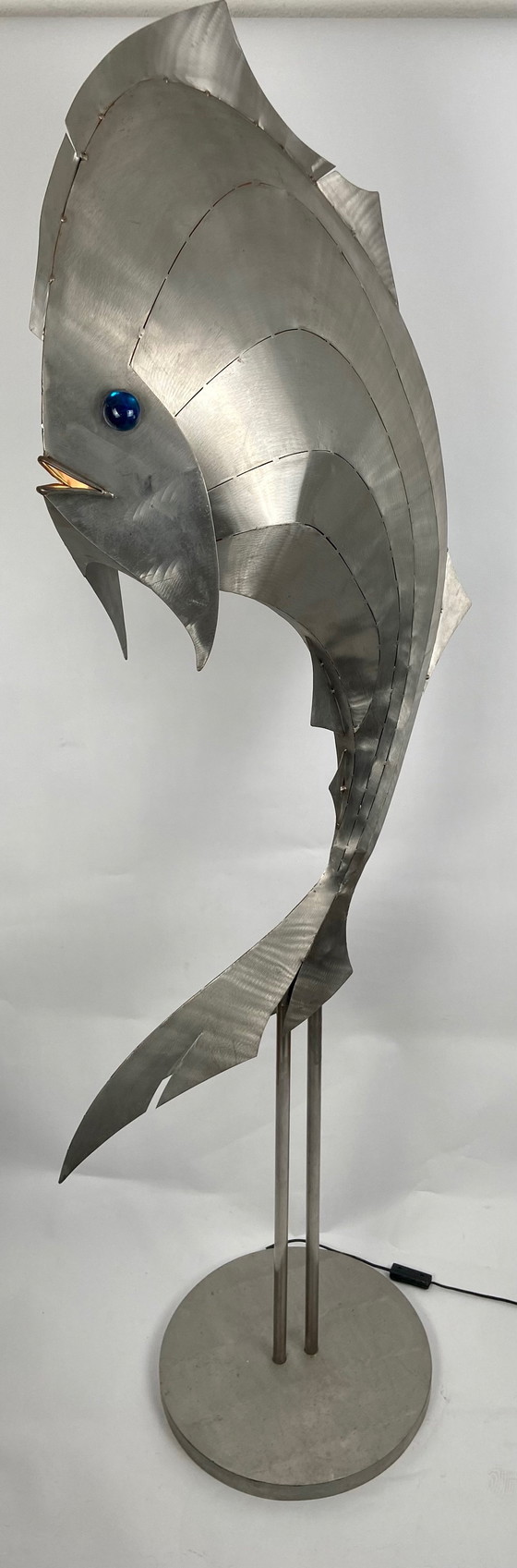 Image 1 of Vis in roestvrij staal van Reinhard Stubenrauch groot 181 cm hoog
