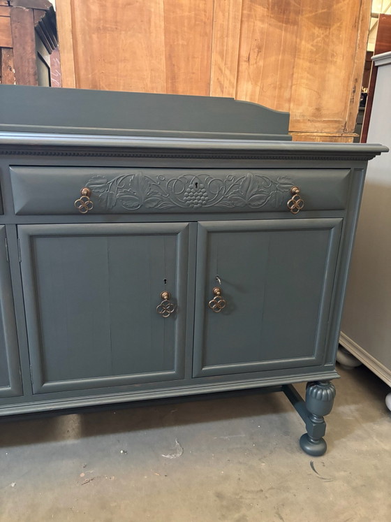 Antique Brocante Sideboard, Wood, Blue (photo 8 of 11)