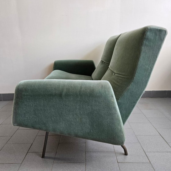 Image 1 of 1950s Vintage Two-Seat Velvet Sofa by Louis Paolozzi for ZOL 50s