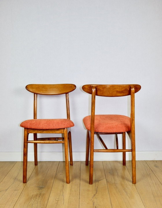 Image 1 of Hałas vintage chair brick terracotta - set of 4