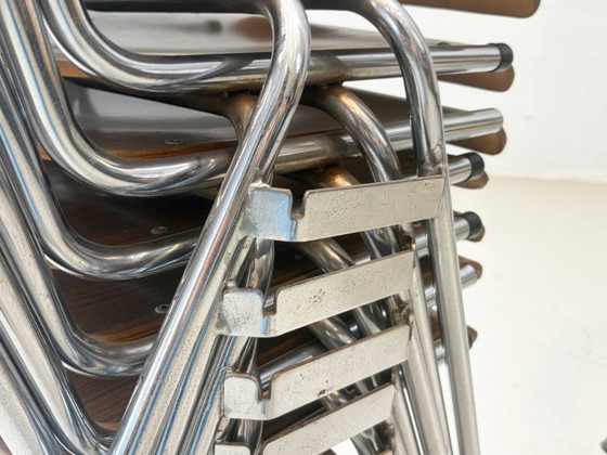 Image 1 of 6 vintage stapelstoelen met chromen frame, jaren 70