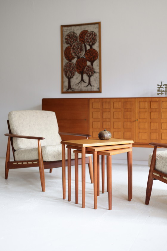 Set di 2 poltrone danesi vintage anni '50/'60 – Wood, Textile (photo 7 of 8)