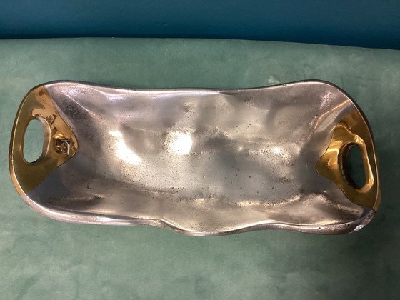 Image 1 of David Marshall Brutalistische messing aluminium kom 27 cm