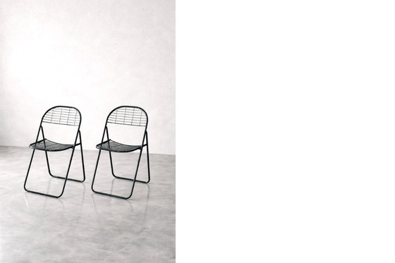 Image 1 of Vintage Swedish Mid-Century Modern Minimalist Black Metal Åland Chair by Niels Gammelgaard for IKEA, 1980s, Set of 5