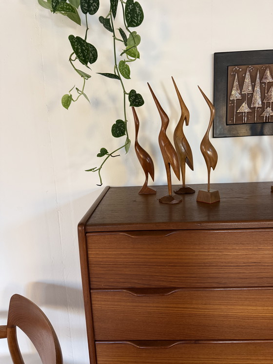 Image 1 of Set of 4 vintage teak cranes/herons '60