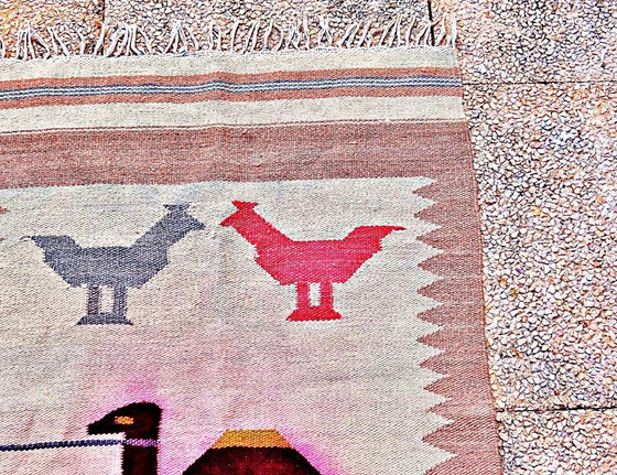 Image 1 of Alfombra bereber Kilim de lana 100x60 hecha a mano con motivos étnicos de camellos