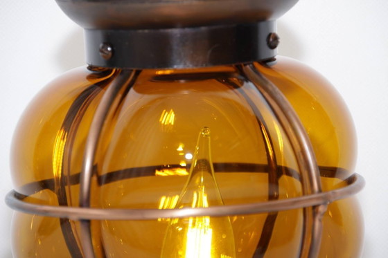 Image 1 of Table lamp metal frame glass 36cm 80s vintage