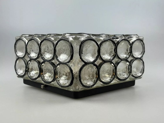Image 1 of 60s 70s ceiling lamp Glashütte Limburg Germany Plafoniere glass & metal