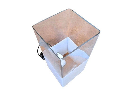 Image 1 of Vintage glazen vloer-/tafellamp uit de jaren 80 – minimalistisch design – 51 cm