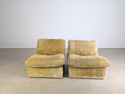 Set of 2 Space Age armchairs three-point - COR Luigi Colani suede