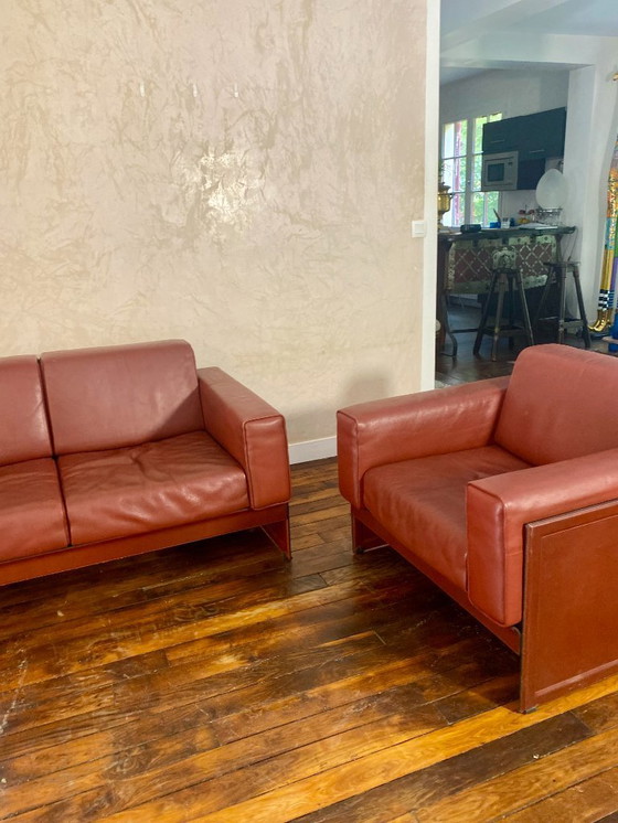 Image 1 of Set di divano a 2 posti e 1 poltrona korium km 3/1 di Tito Agnoli per Matteo Grassi, Italia, anni Ottanta.