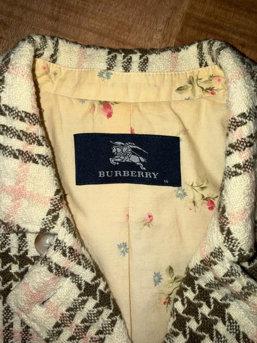 Burberry karierter Wollmantel mit zweireihiger Knopfleiste und floralem Futter – Größe 14Y / S – cadeaus (photo 2 of 9)