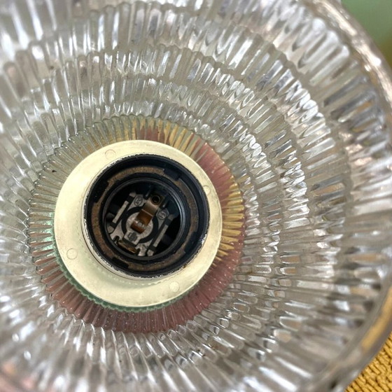 Image 1 of Kleine geometrische plafondlamp van geperst glas met halfverzonken montage voor de slaapkamer