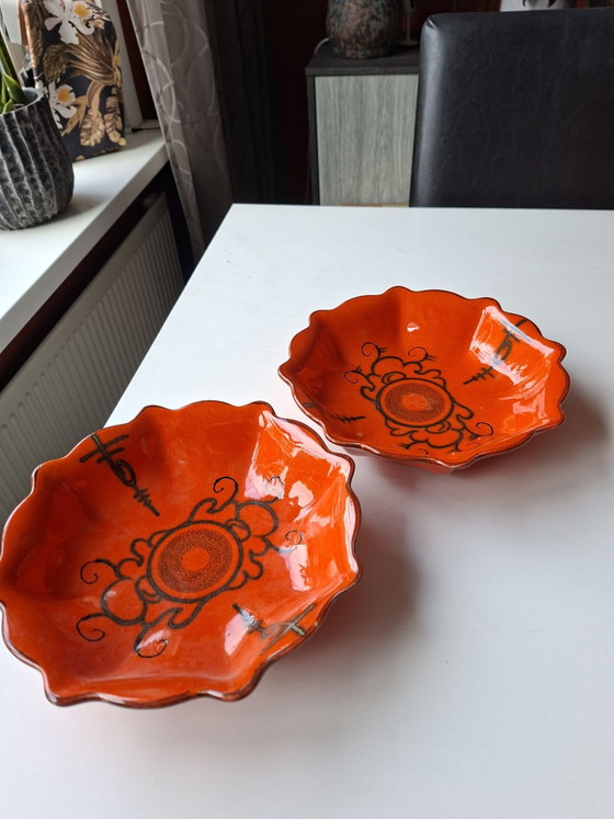 11 delig Flora servies oranje zwart, Tafelwaar, Keramiek (foto 3 van 11)