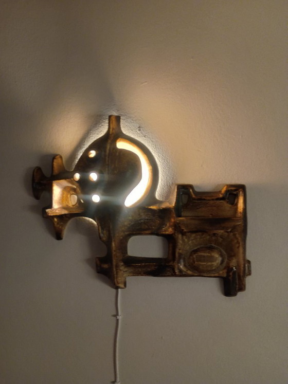 Image 1 of Lampada da parete in ceramica brutalista anni '70