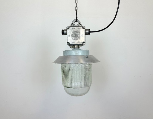 Industrial Aluminium Light with Glass Cover from Elektrosvit, 1970s