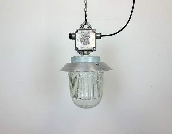 Image 1 of Industrial Aluminium Light with Glass Cover from Elektrosvit, 1970s
