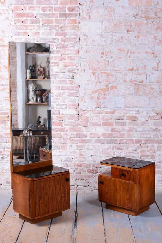 Restored Art Deco Dressing Mirror, by J. Halabala for UP Zavody, Czech, 1940s, Dressing tables, Glass, Wood (photo 3 of 18)