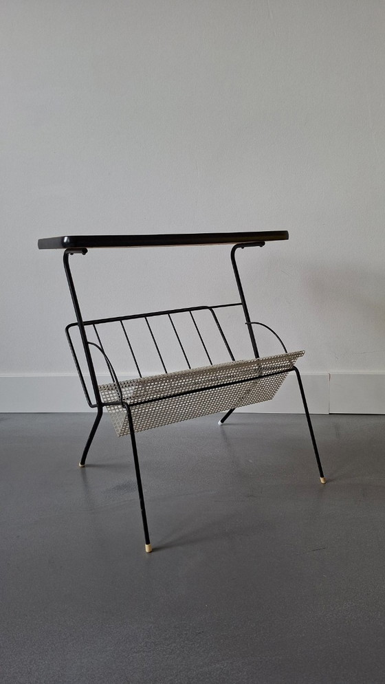Image 1 of Vintage Reading Table / Side Table with Newspaper Rack – Mid-Century Design