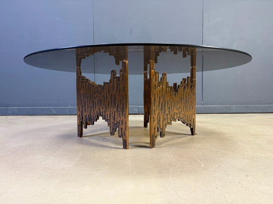 Vintage Bronze Brutalist Coffee Table, 1970s – Glass (photo 8 of 10)