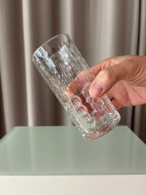 Set of 6 textured glass tumblers, Glass & Decanter, Transparent, Vintage (photo 8 of 8)