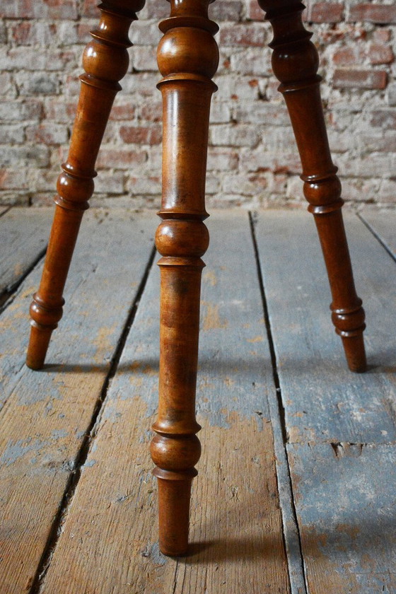 Gerestaureerde Biedermeier salontafel, kersen- en walnotenhout, gerestaureerde Poolse afwerking, Tsjechisch, (photo 5 of 11)