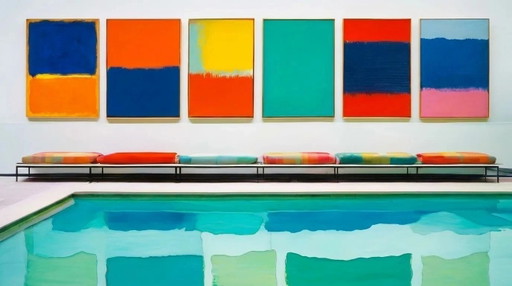 Piscine Bauhaus – Hommage à Mark Rothko | Œuvre minimaliste XXL en verre acrylique 170 x 100 cm