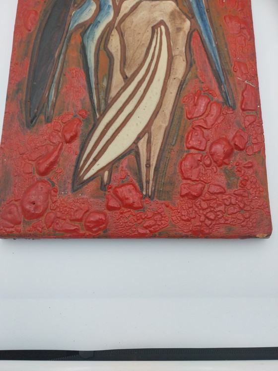 Image 1 of 1 x Keramik-Wandteller mit Pferdemotiv, 1950er Jahre, WGP (Westdeutsche Keramik), 52 x 24 cm