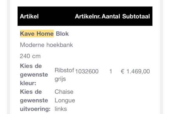 Image 1 of Divano angolare Kave Home Blok – Velluto a coste grigio – 240 cm (chaise longue a sinistra) ritiro ad Amsterdam
