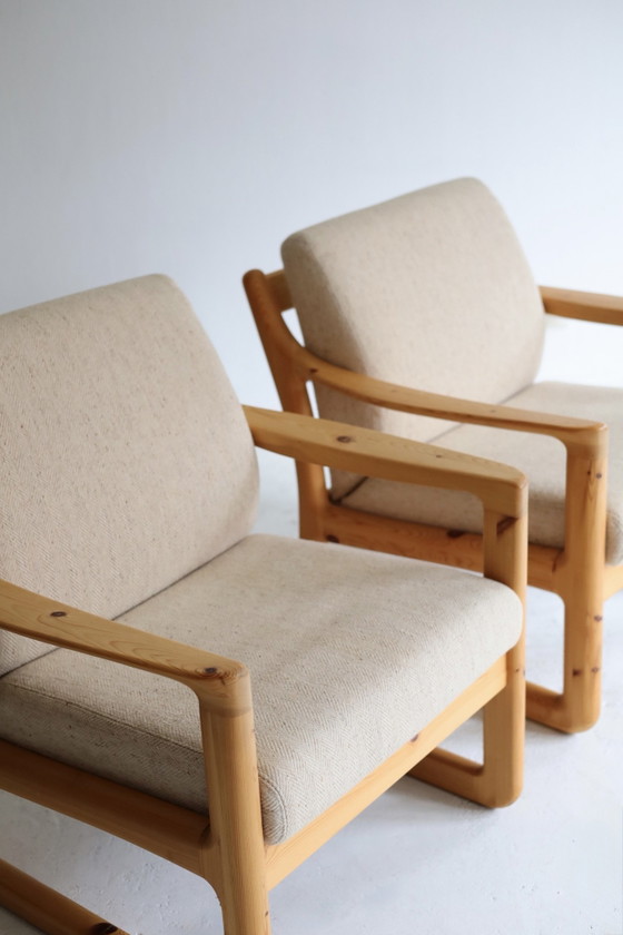 Set di 2 Poltrone vintage, Silkeborg Møbelfabrik anni '60, Legno, Tessile, Crema (foto 2 di 12)