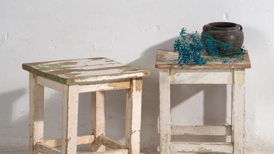 Antique white coffee tables (c.1920). Set of 2 pieces #4 – Dining tables, Rustic (photo 3 of 10)