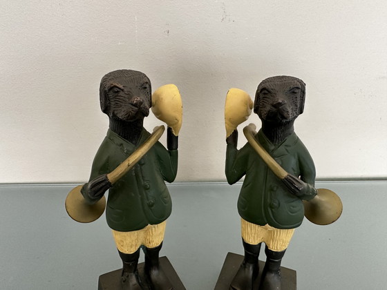 Image 1 of Französische Liebhaber-Statuen aus grüner Bronze