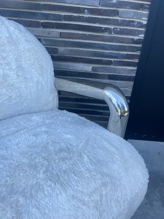 Silla mullida con detalles cromados., Sillones, Otro, Cromo, Crema (foto 2 de 8)